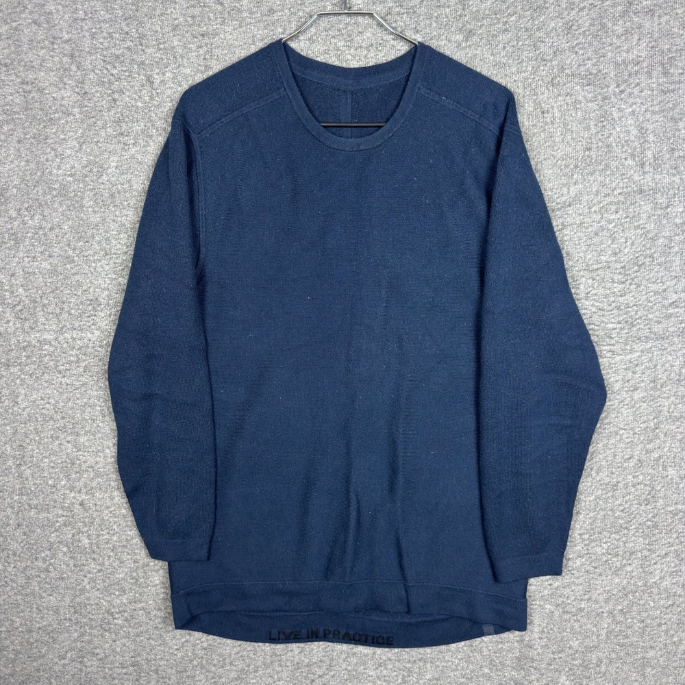 Lululemon Alpine Air Sweatshirt Men Large Blue Merino Wool Pullover Crew Sweater